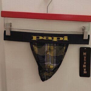 Papi Navy & Yellow Plaid Thong - Small